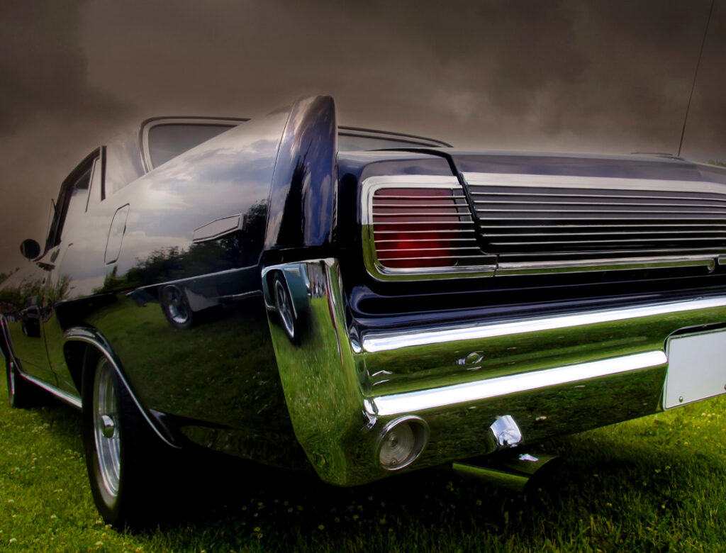 Close-up of a classic car